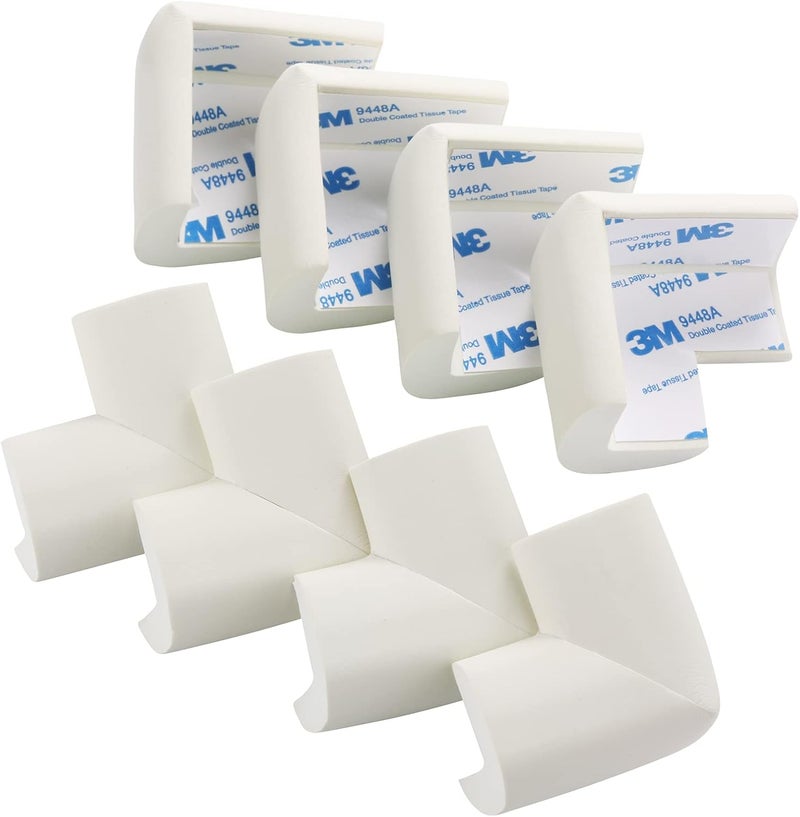 AIXMEET 8 Pack Soft Corner Protector Baby Proofing Edge and Corner Guards, Safety Pre-Taped Rubber Foam,Child Safety Furniture Bumper, Corner Protectors for furniturey, Soft Sponge Table Corners, White - Image 2